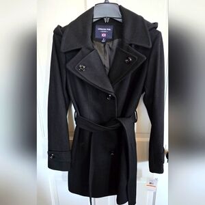 London Fog Black Double Collar Wool Pea Coat